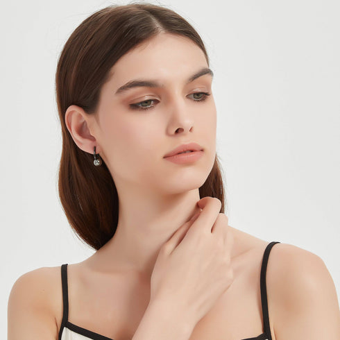 9-10mm Tahitian Pearl & Noir Elegance Barrel Earrings - House Of Pearls